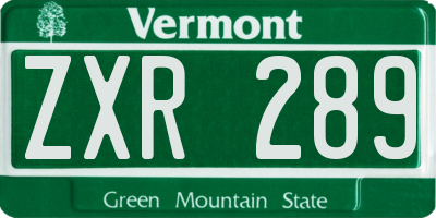 VT license plate ZXR289