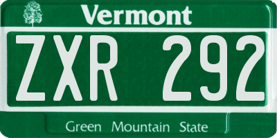 VT license plate ZXR292