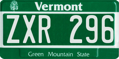 VT license plate ZXR296