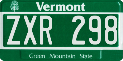 VT license plate ZXR298