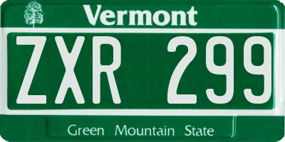 VT license plate ZXR299