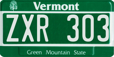 VT license plate ZXR303