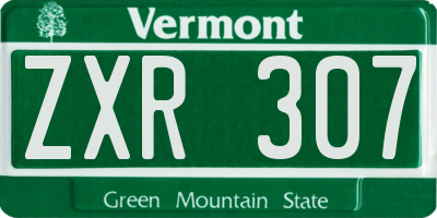 VT license plate ZXR307