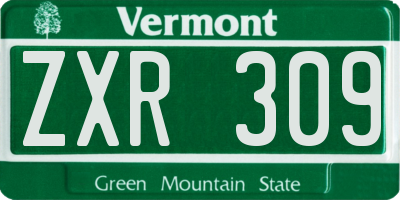VT license plate ZXR309