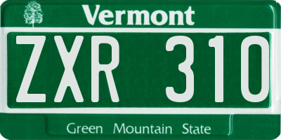 VT license plate ZXR310