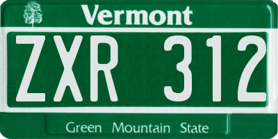 VT license plate ZXR312