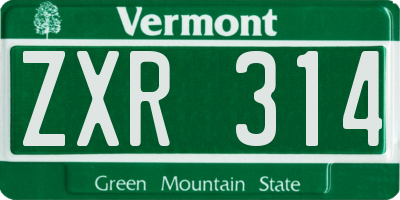 VT license plate ZXR314