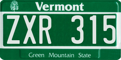 VT license plate ZXR315