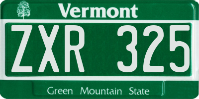 VT license plate ZXR325