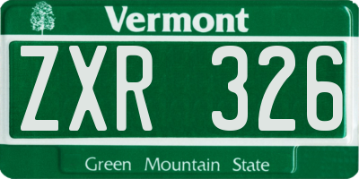 VT license plate ZXR326