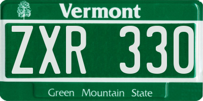 VT license plate ZXR330