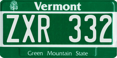 VT license plate ZXR332