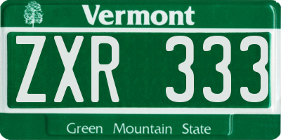 VT license plate ZXR333