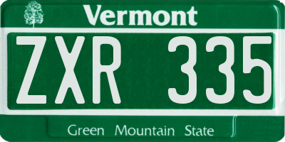 VT license plate ZXR335