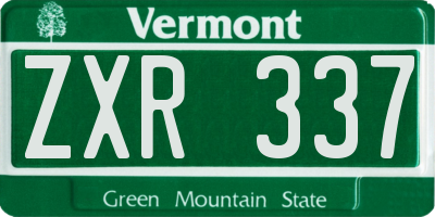 VT license plate ZXR337