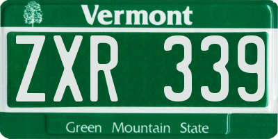 VT license plate ZXR339