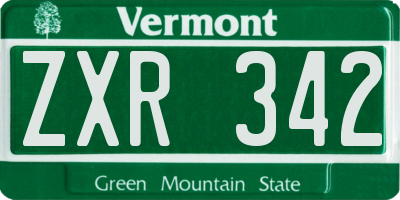VT license plate ZXR342