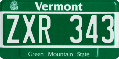 VT license plate ZXR343