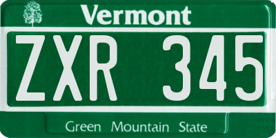 VT license plate ZXR345