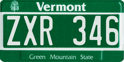 VT license plate ZXR346
