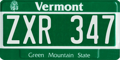 VT license plate ZXR347