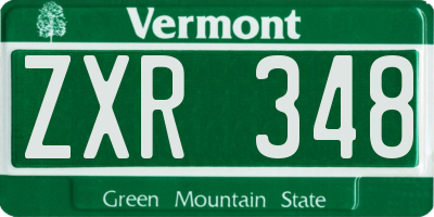 VT license plate ZXR348