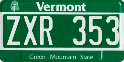 VT license plate ZXR353