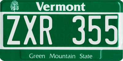 VT license plate ZXR355