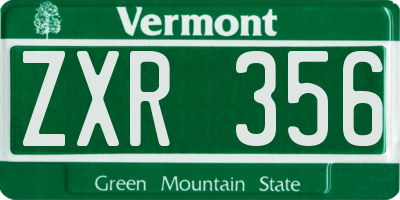 VT license plate ZXR356