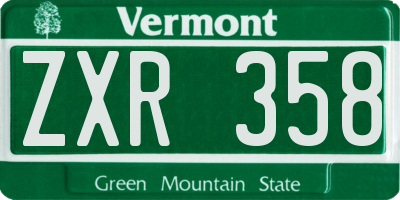 VT license plate ZXR358