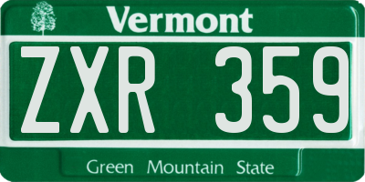 VT license plate ZXR359