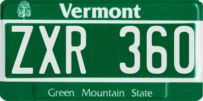 VT license plate ZXR360