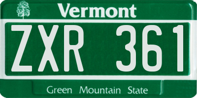 VT license plate ZXR361