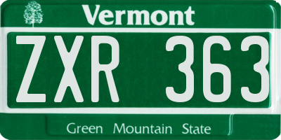 VT license plate ZXR363