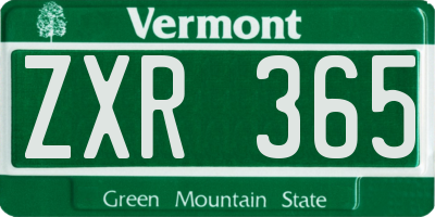 VT license plate ZXR365