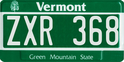 VT license plate ZXR368