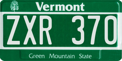 VT license plate ZXR370