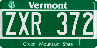 VT license plate ZXR372