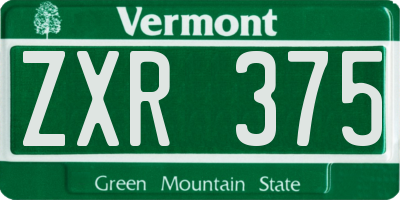 VT license plate ZXR375