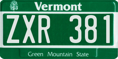 VT license plate ZXR381