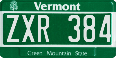 VT license plate ZXR384
