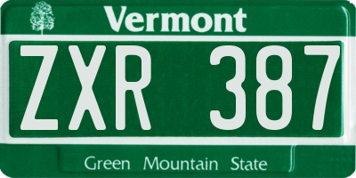 VT license plate ZXR387