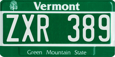 VT license plate ZXR389
