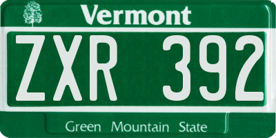 VT license plate ZXR392