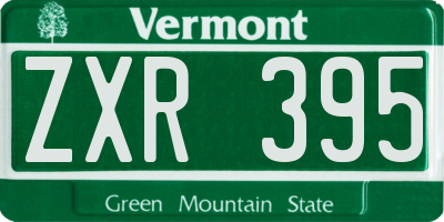 VT license plate ZXR395