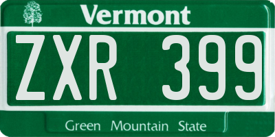 VT license plate ZXR399