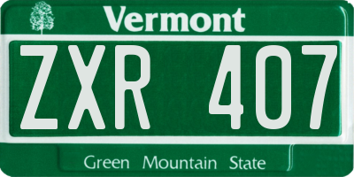 VT license plate ZXR407