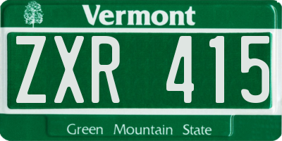 VT license plate ZXR415