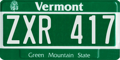 VT license plate ZXR417