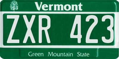 VT license plate ZXR423